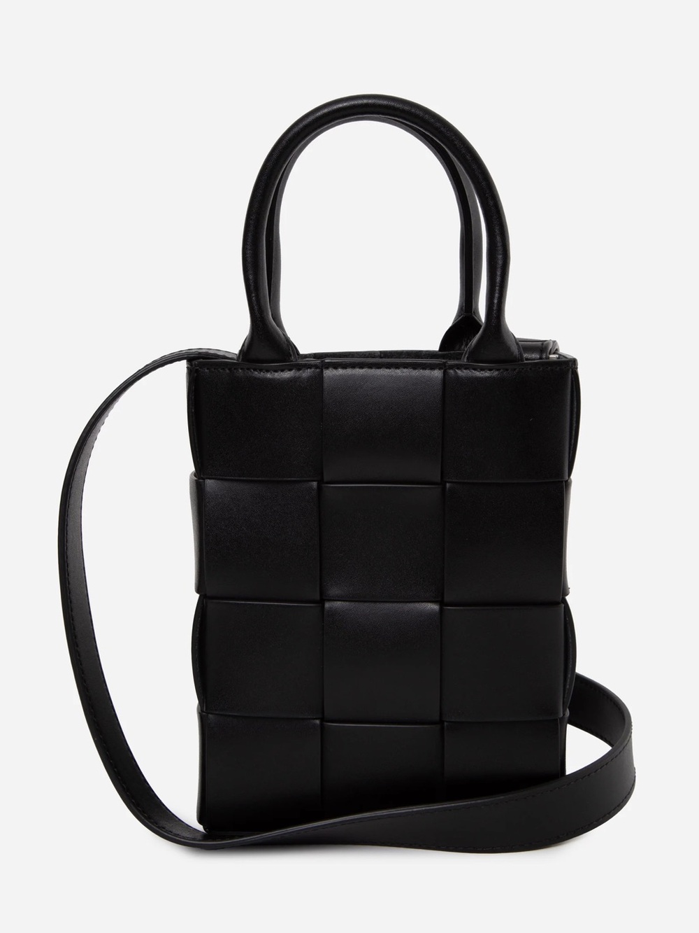 Bottega Veneta Black Leather Mini Cassette Tote Bag
